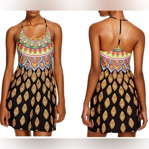 TRINA TURK MOROCCAN Medallion Jersey built in bra Y back stretch dress. NWOT XS - Picture 2 of 13